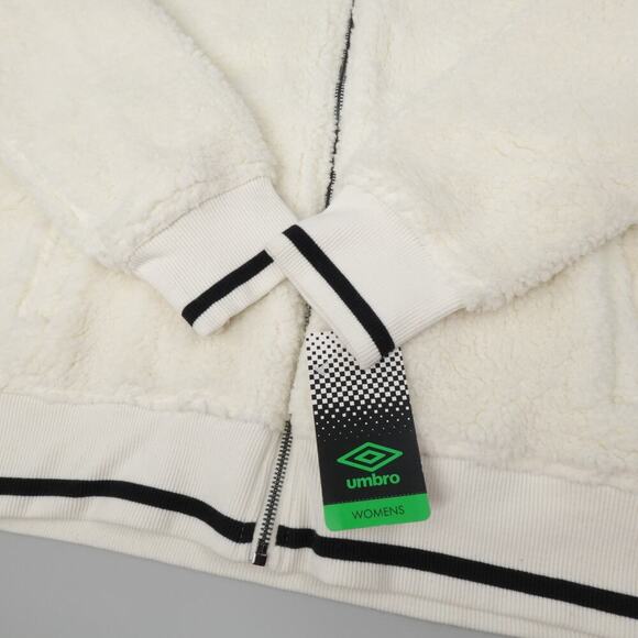 Umbro Sherpa Bomber Jacket Womens Large Cream Teddy Zip-Up Lined Active Outdoor - Picture 14 of 15